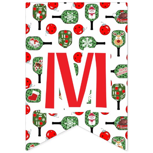 Merry Christmas Pickleball Party Decorations Wimpelkette (Erste Fahne)