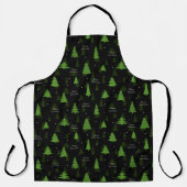 Merry Christmas Pine Tree Forest Black Xmas Schürze (Vorderseite)