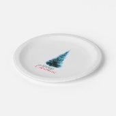 Merry Christmas pine tree Pappteller (Schrägansicht)