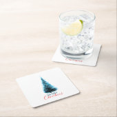 Merry Christmas pine tree Rechteckiger Pappuntersetzer (Vor Ort)