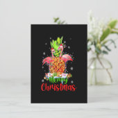 Merry Christmas Pineapple Flamingo Funny Xmas Einladung (Stehend Vorderseite)