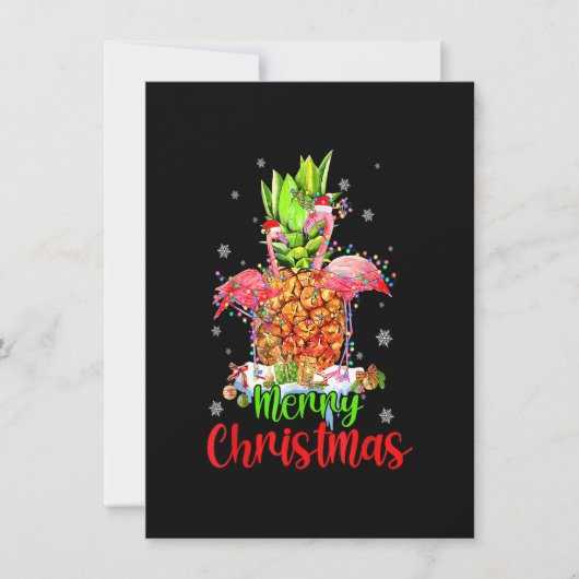 Merry Christmas Pineapple Flamingo Funny Xmas Einladung (Vorderseite)