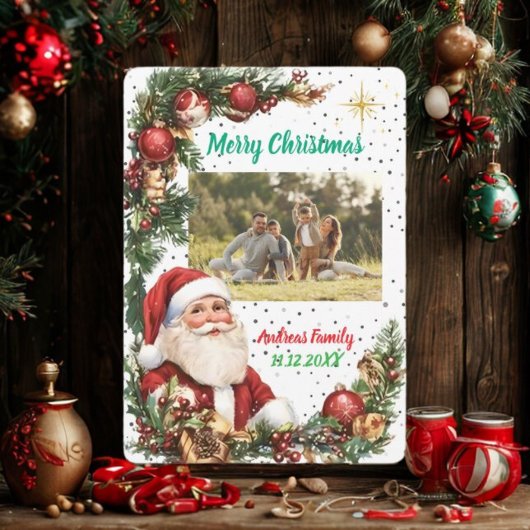 Merry Christmas Pineneedle Photo Feiertagskarte