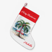 Merry Christmas Pink Flamingo Personalized Kleiner Weihnachtsstrumpf (Vorderansicht (hängend))