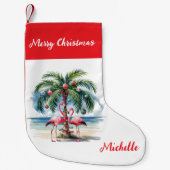 Merry Christmas Pink Flamingo Personalized Kleiner Weihnachtsstrumpf (Vorderseite)