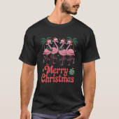 Merry Christmas Pink Flamingo Santa Hat Xmas Light T-Shirt (Vorderseite)