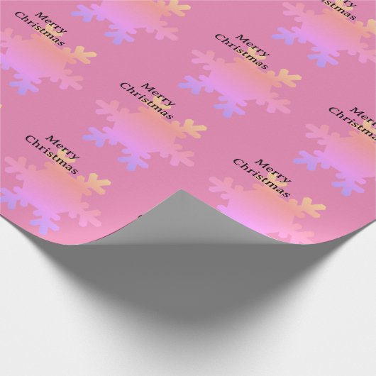 Merry Christmas Pink Gold Snowflake Patterns 2025 Geschenkpapier (Ecke)