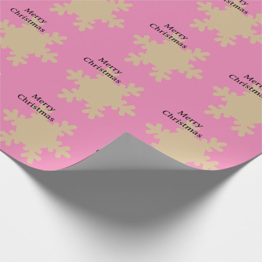 Merry Christmas Pink Gold Snowflake Patterns 2025 Geschenkpapier (Ecke)