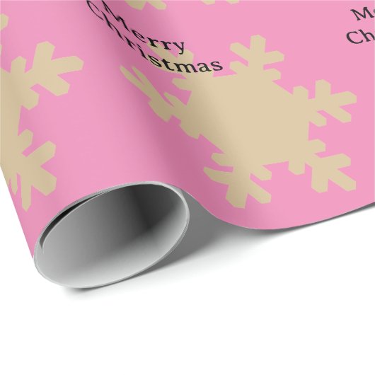 Merry Christmas Pink Gold Snowflake Patterns 2025 Geschenkpapier (Rolleneckpunkt)