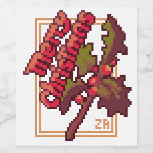 Merry Christmas pixel art Weinetikett (Einzelnes Label)