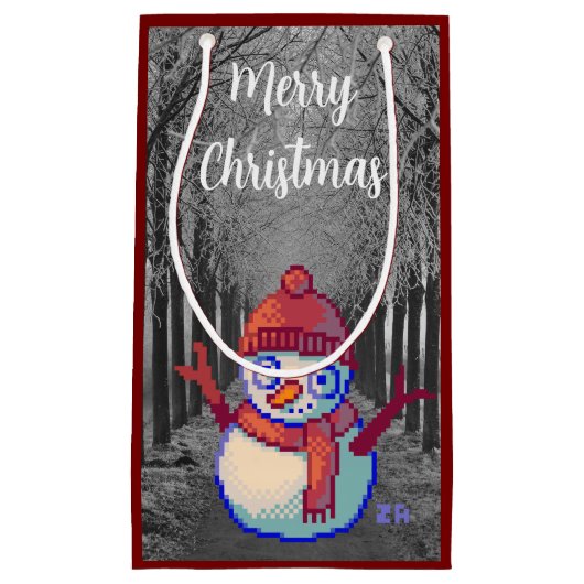 Merry Christmas pixelart, Pixel Art Kleine Geschenktüte (Vorderseite)