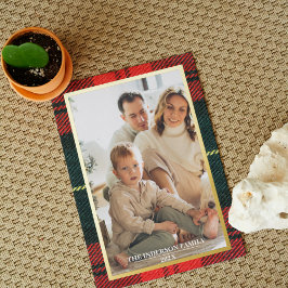 Merry Christmas Plaid Foil Photo Collage Christmas Folien Feiertagskarte