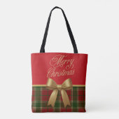 Merry Christmas Plaid Gift Tote Bag Tasche (Rückseite)