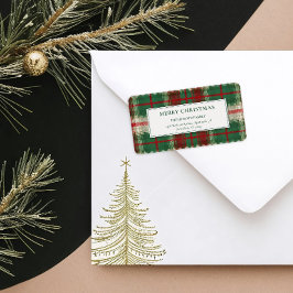 Merry Christmas Plaid Holiday Return Address Label Adressaufkleber