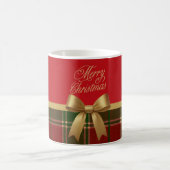 Merry Christmas Plaid Mug with Gold Bow Kaffeetasse (Mittel)
