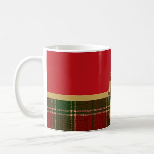 Merry Christmas Plaid Mug with Gold Bow Kaffeetasse (Links)