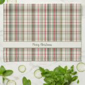 Merry Christmas Plaid - rustic green red ivory Geschirrtuch (Gefaltet)