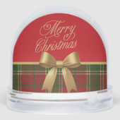 Merry Christmas Plaid Snow Globe with Gold Bow Schneekugeln (Rückseite)