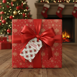 Merry Christmas Poinsettia Festive Red Floral      Geschenkanhänger