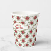 Merry Christmas Poinsettia Floral Holiday Pattern Pappbecher (Vorderseite)
