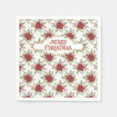 Merry Christmas Poinsettia Floral Holiday Pattern Serviette (Vorderseite)