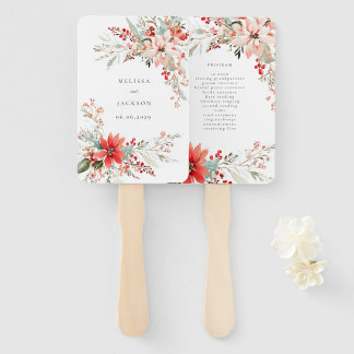 Merry Christmas Poinsettia Flower Holiday Fächer