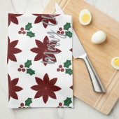 Merry Christmas Poinsettia -  Geschirrtuch (Viertel Falte)