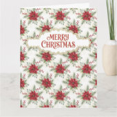 Merry Christmas Poinsettia Holiday Festive Floral  Karte (Vorderseite)
