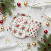 Merry Christmas Poinsettia Paper Plates Pappteller