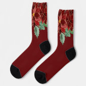 Merry Christmas Poinsettia Socken (Linkes Detail)