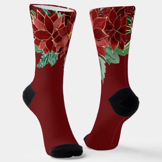 Merry Christmas Poinsettia Socken (Gewinkelt)
