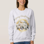 Merry Christmas Poinsettia White & Gold Sweatshirt (Vorderseite)