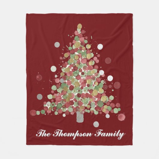 Merry Christmas Polka Dot Tree Fleecedecke (Vorderseite)