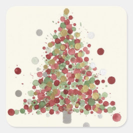 Merry Christmas Polka Dot Tree Quadratischer Aufkleber
