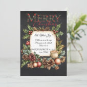 Merry Christmas Pregnancy Announcement Chalkboard Einladung (Stehend Vorderseite)