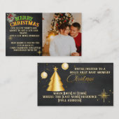 Merry Christmas Pregnancy Chalkboard Invitation Visitenkarte (Vorne/Hinten)