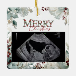 Merry Christmas Pregnancy Ultrasound Keramikornament