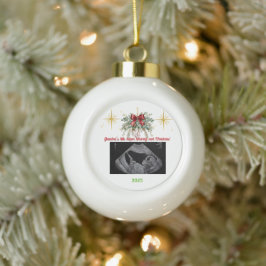 Merry Christmas Pregnancy Ultrasound Photo Grandma Keramik Kugel-Ornament