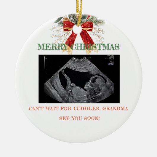 Merry Christmas Pregnancy Ultrasound Photo Grandma Keramik Ornament (Vorne)