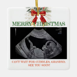 Merry Christmas Pregnancy Ultrasound Photo Grandma Keramikornament