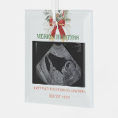 Merry Christmas Pregnancy Ultrasound Photo Grandma Ornament Aus Glas (Vorderseite links)