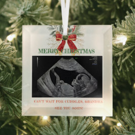 Merry Christmas Pregnancy Ultrasound Photo Grandma Ornament Aus Glas