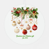 Merry Christmas Pregnancy Ultrasound Photo Grandma Ornament Aus Metall (Rückseite)