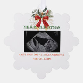 Merry Christmas Pregnancy Ultrasound Photo Grandma Ornament Karte