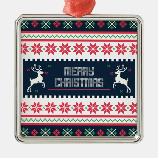 Merry Christmas Premiun Square Ornament (Vorne)