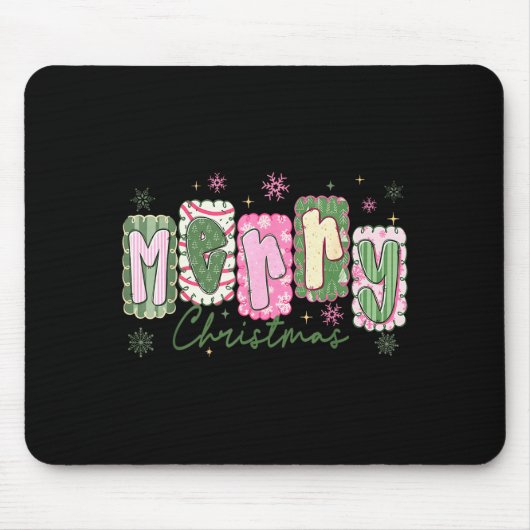 Merry Christmas Preppy Girly Girl Women Kids Xmas Mousepad (Vorne)