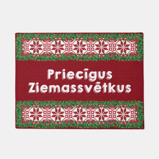 Merry Christmas Priecīgus Ziemassvētkus Fußmatte (Vorderseite)