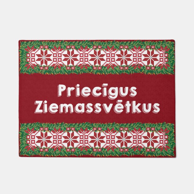 Merry Christmas Priecīgus Ziemassvētkus Fußmatte (Vorderseite)