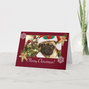 Merry Christmas pug dog Feiertagskarte