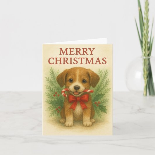 Merry Christmas Puppy Card Karte (Vorderseite)